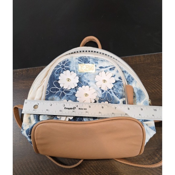 Betsey Johnson Tie Dye Denim Mini Backpack Blue Jean Quilted Flowers Bag 90s y2k - Picture 14 of 15